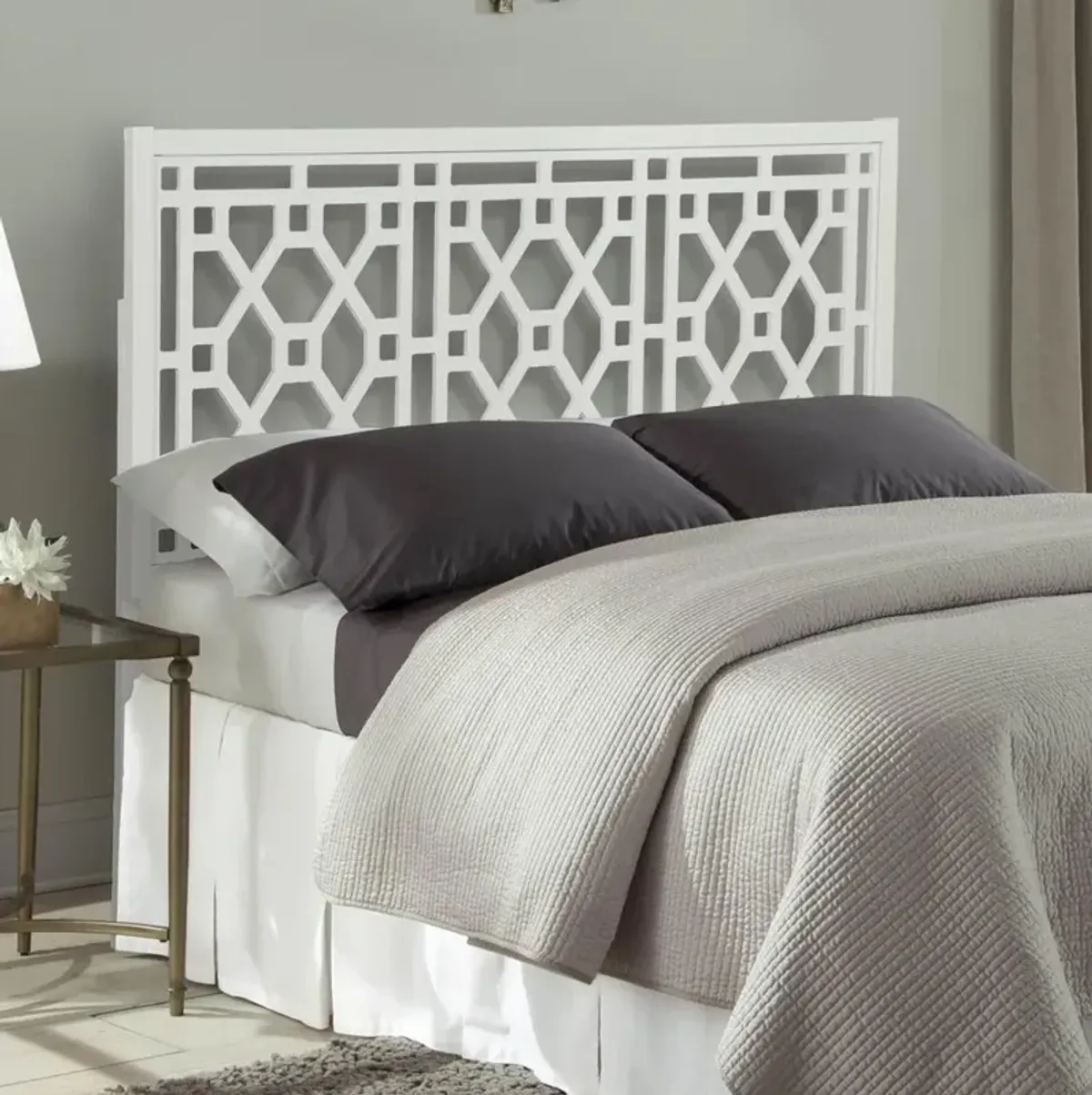 Comfort Pointe Thomas Chippendale White Headboard - Queen/Full