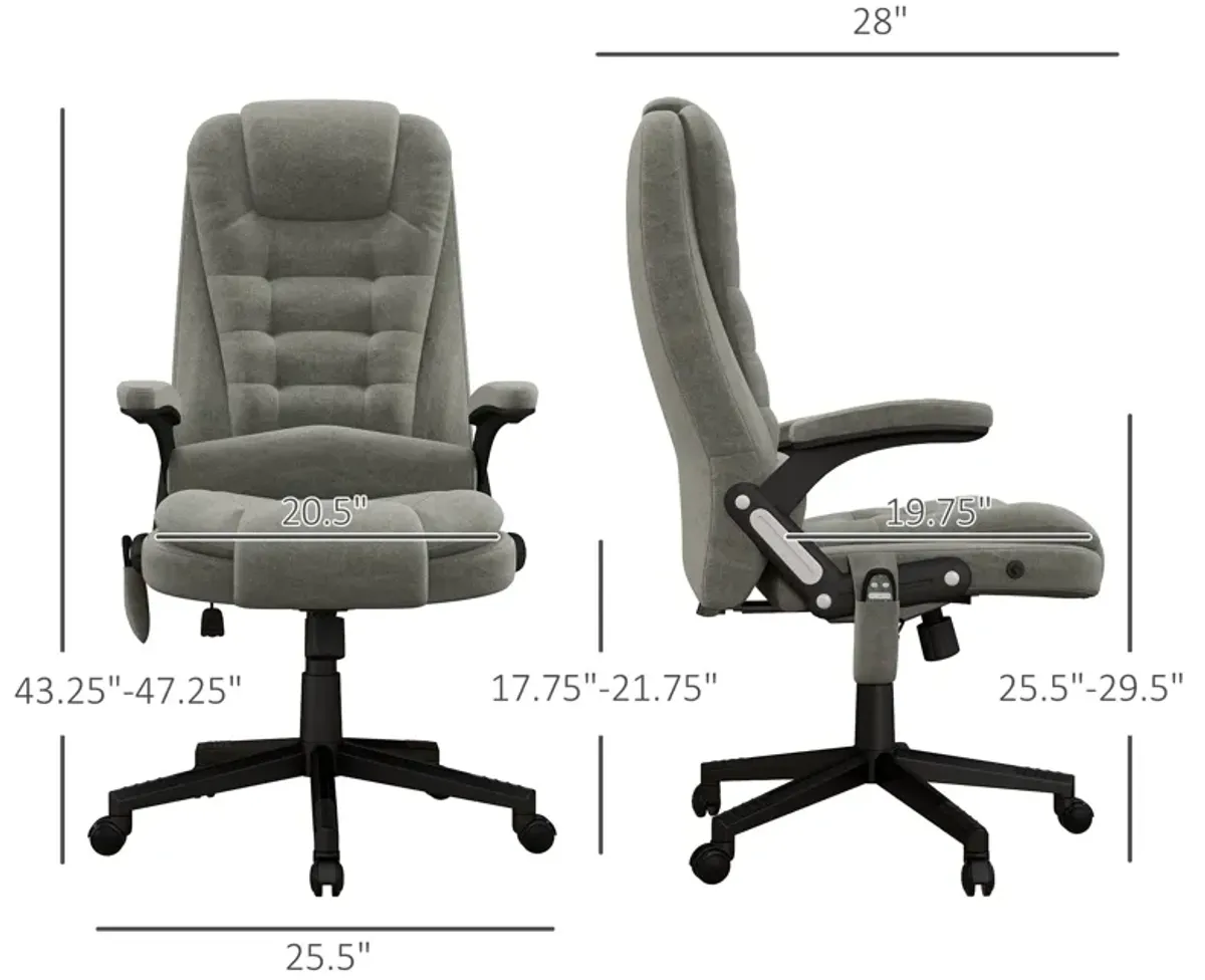 Vibrating Massage Office Chair: Heated, Linen, Reclining, Gray