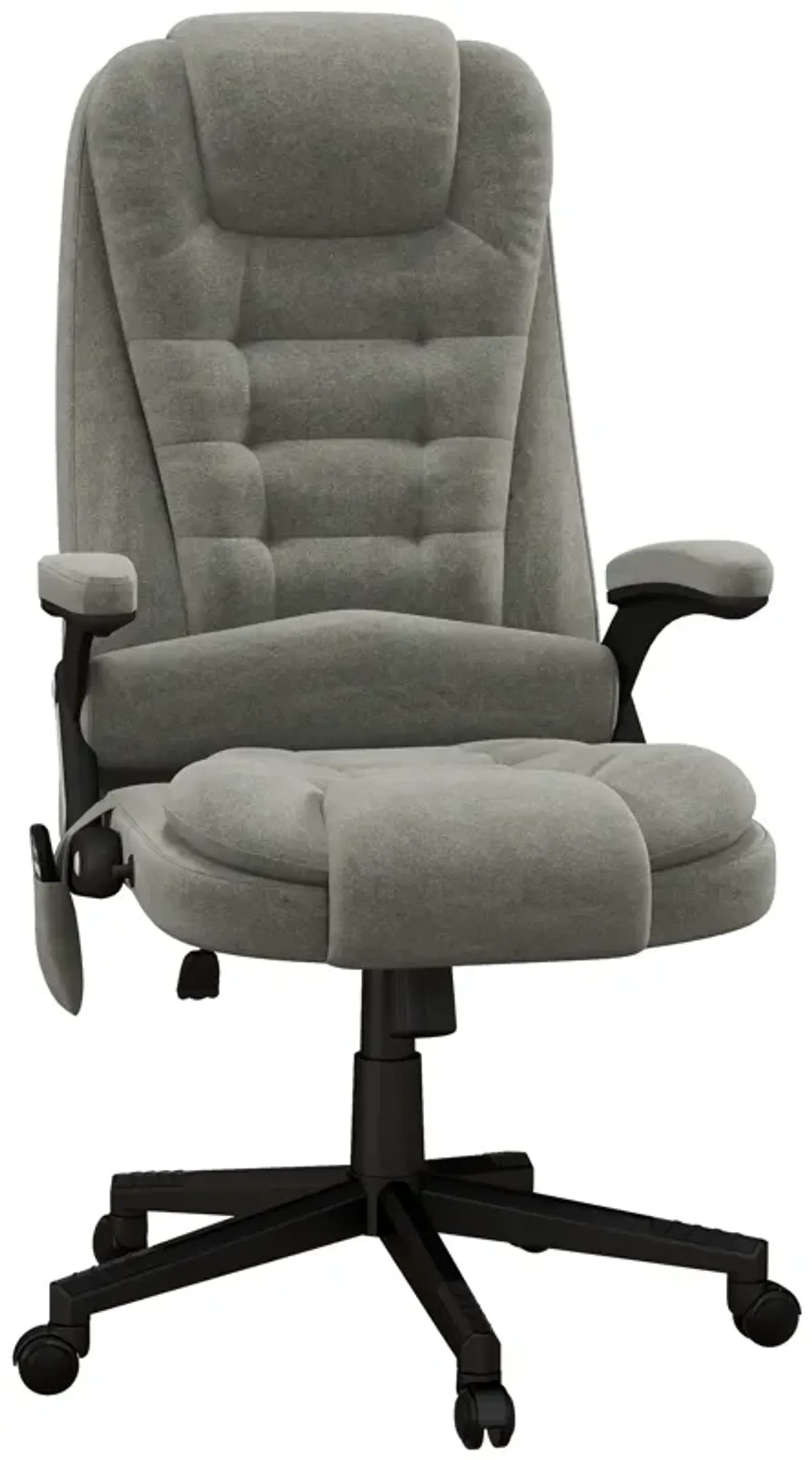 Vibrating Massage Office Chair: Heated, Linen, Reclining, Gray