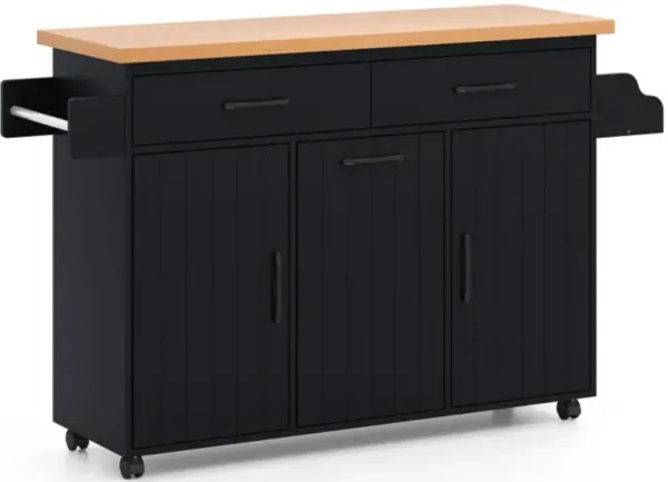 Hivvago Mobile Kitchen Island Table with Trash Bag Storage for Dining Room