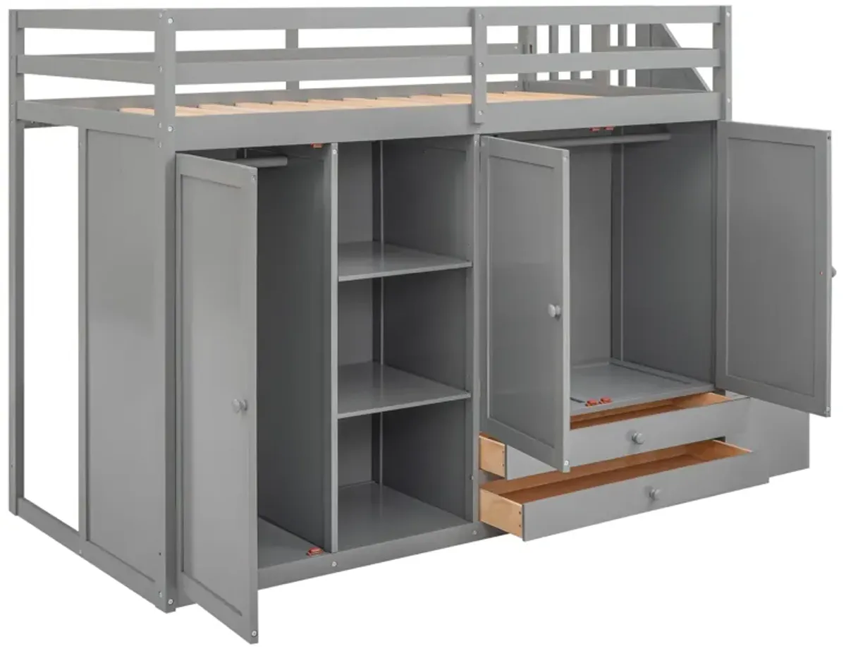 Merax Functional Loft Bed with Wardrobe