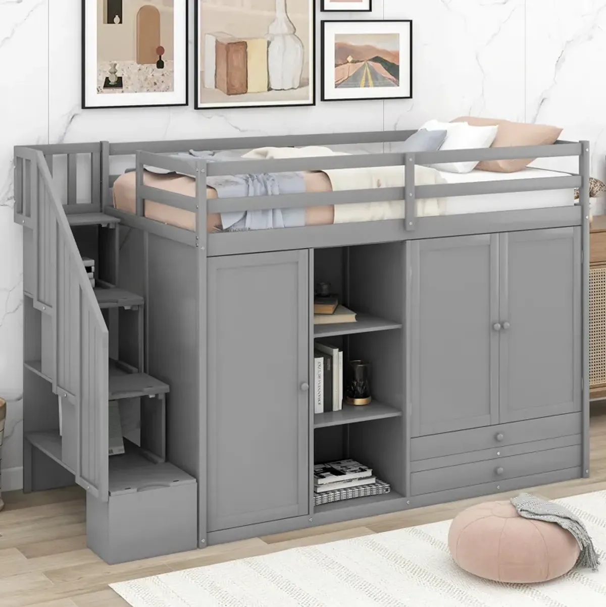 Merax Functional Loft Bed with Wardrobe