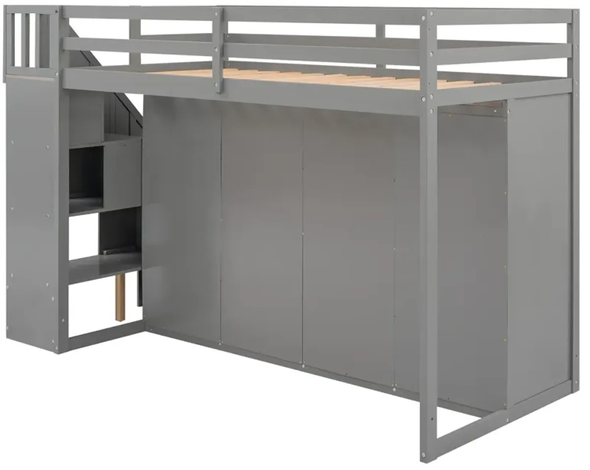 Merax Functional Loft Bed with Wardrobe