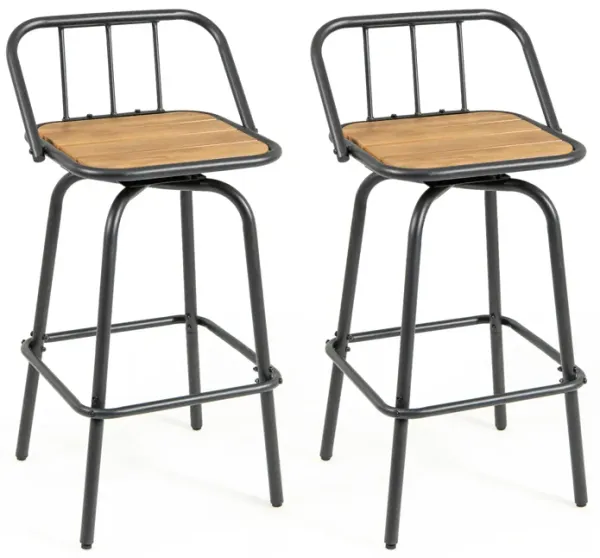 Modern 360° Swivel Bar Stools Set – 2 Counter Chairs with Back and Footrest