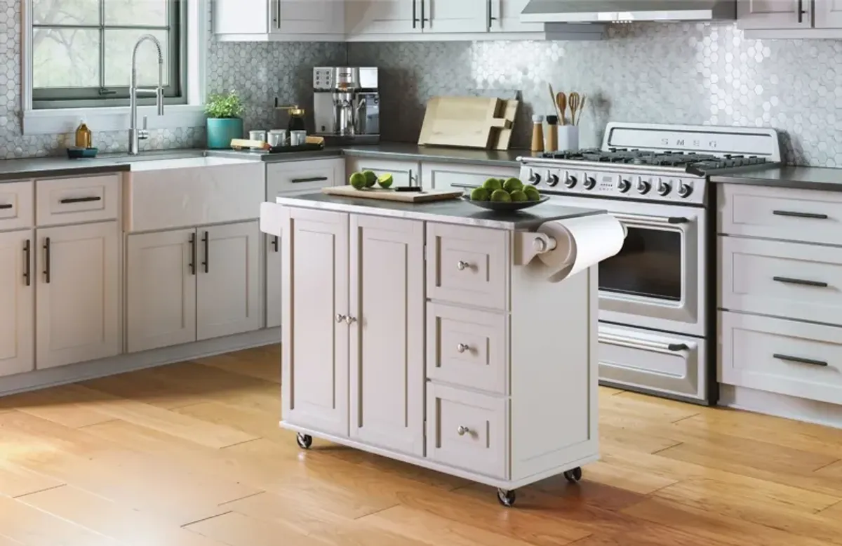 Dolly Madison Off-White Kitchen Cart