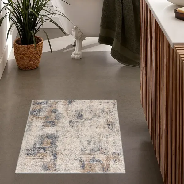 Vogue Contemporary Coastal Navy Beige Indoor Area Rug