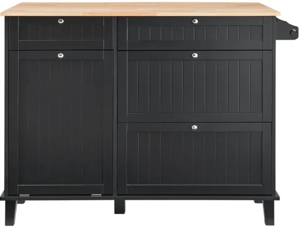 Kitchen Island Cart Storage Cabinet Serving with Drawer & Trash Cabinet