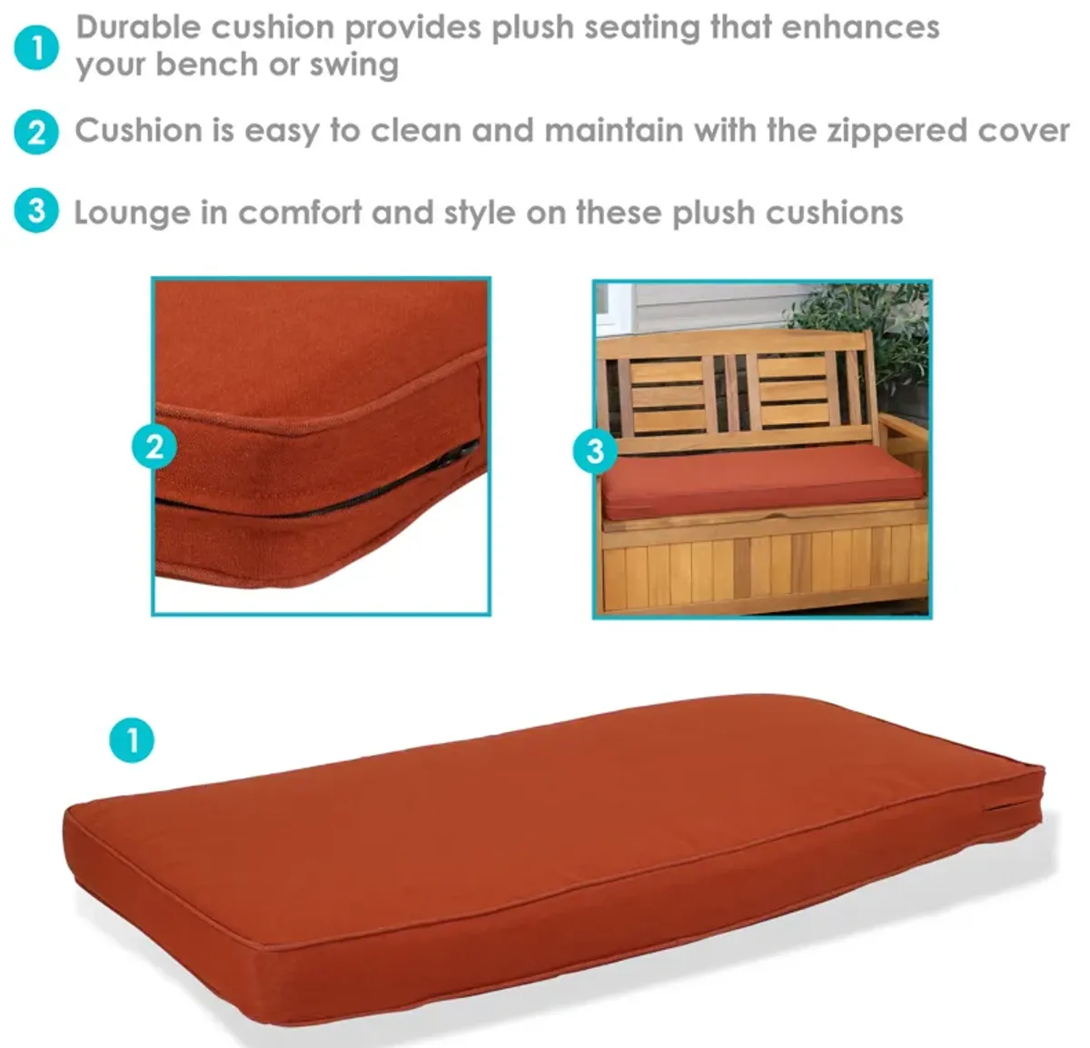 Sunnydaze Indoor/Outdoor Olefin Bench Cushion - 41 in x 18 in