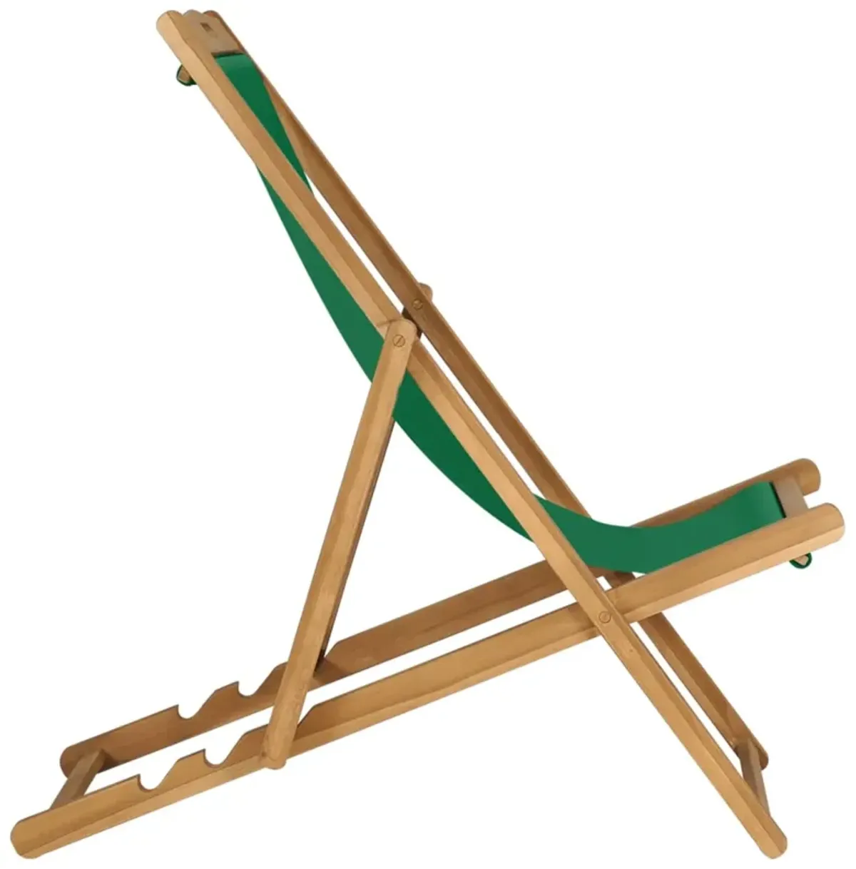 vidaXL Folding Beach Chair Solid Teak Wood Green