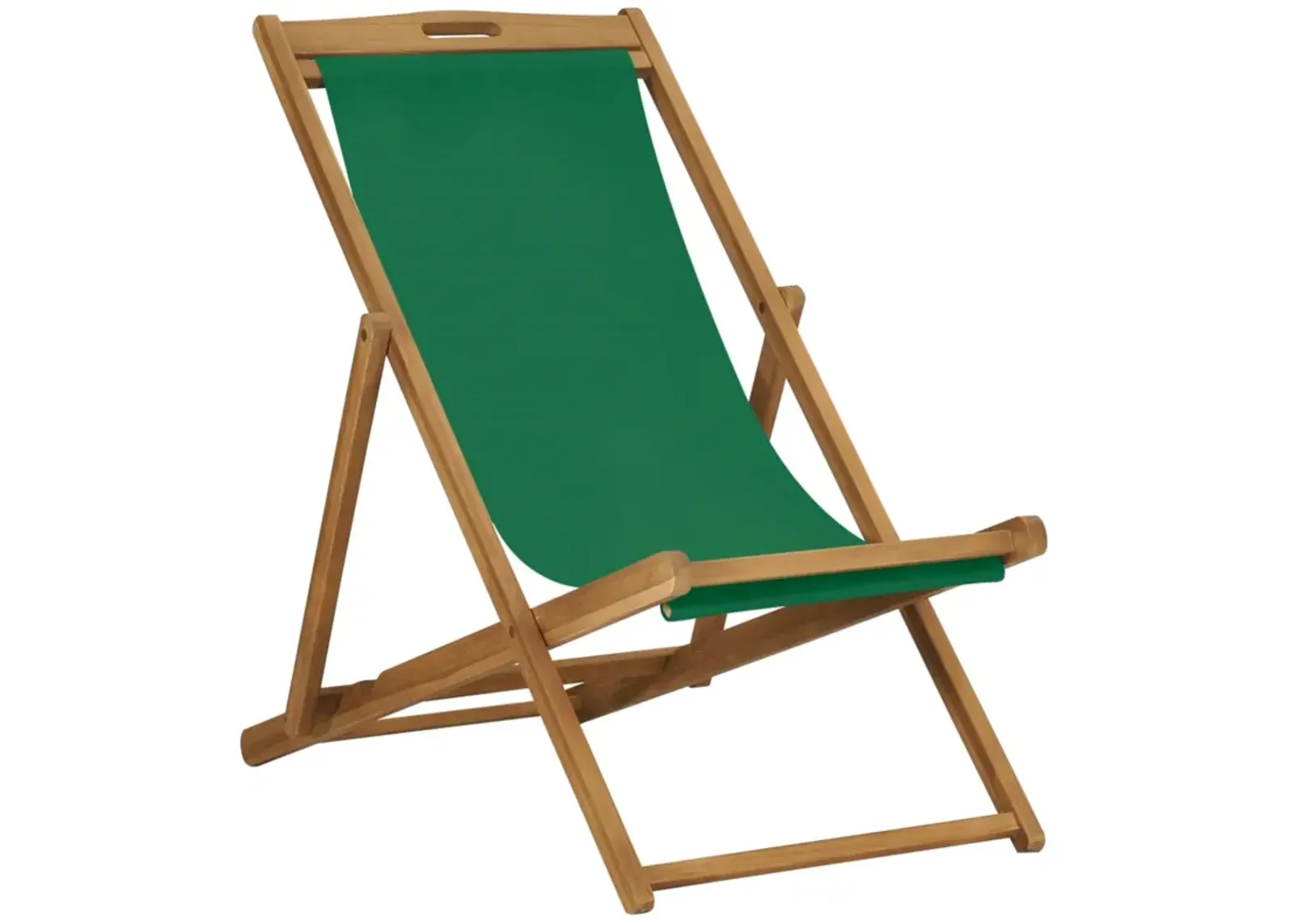 vidaXL Folding Beach Chair Solid Teak Wood Green