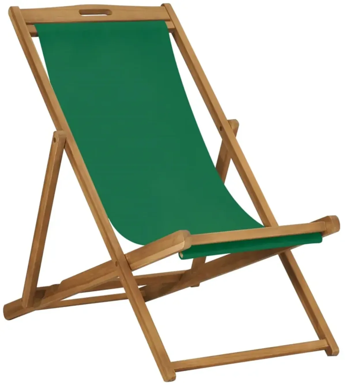 vidaXL Folding Beach Chair Solid Teak Wood Green