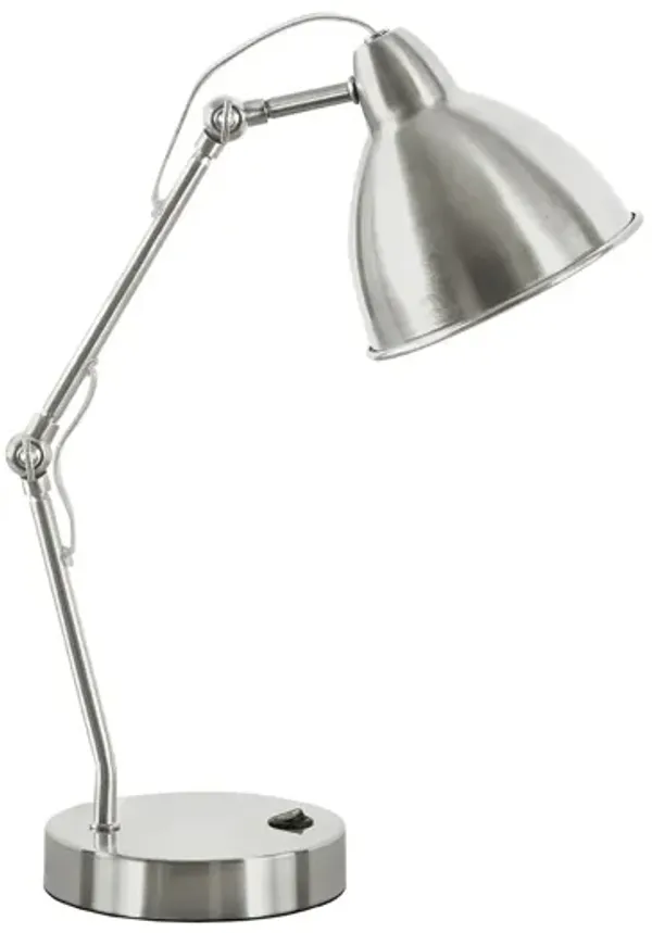 Monarch Specialties I 9659 - Lighting, 17"H, Table Lamp, Usb Port Included, Nickel Metal, Nickel Shade, Modern