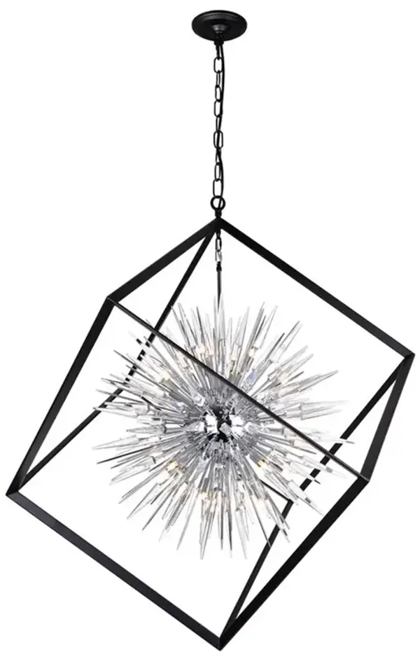 CWI Lighting Starburst 20 Light Chandelier With Chrome & Black Finish