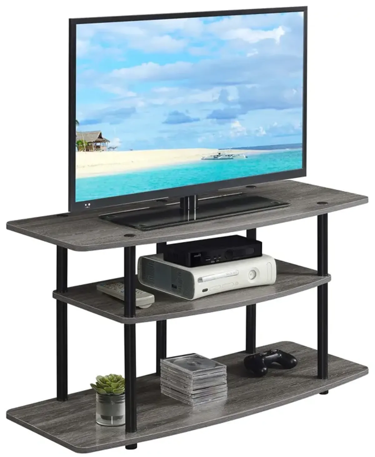 Convenience Concepts Designs2Go No Tools 3 Tier Wide TV Stand