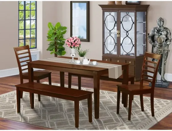 5 PC Dining room set-Kitchen Table and 2 Chairs and 2 Benches