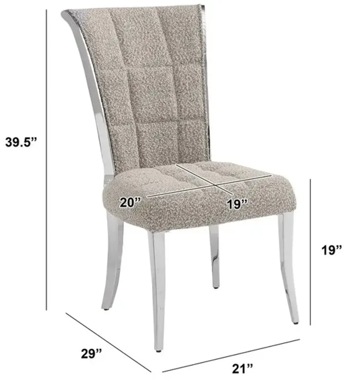 Best Quality Furniture Gray Boucle Side Chairs With Silver Base (Set Of 2)