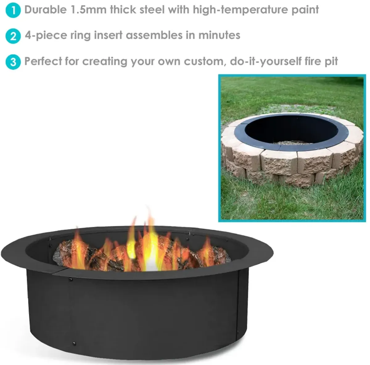 Sunnydaze 27 in Heavy-Duty Steel Above/In-Ground Fire Pit Ring Liner