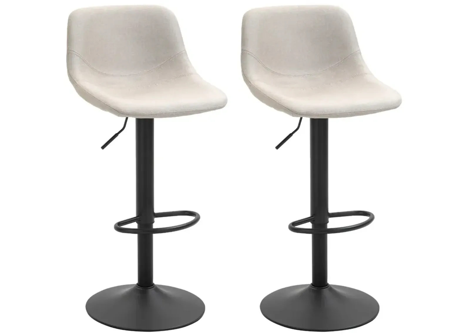 Cream White Bar Seats: Set of 2 Adjustable Swivel Padded Bar Stools