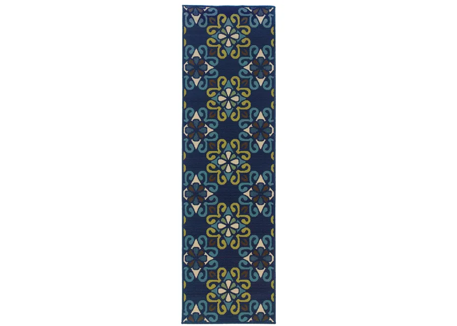 Caspian 2'3" x 7'6" Blue Rug