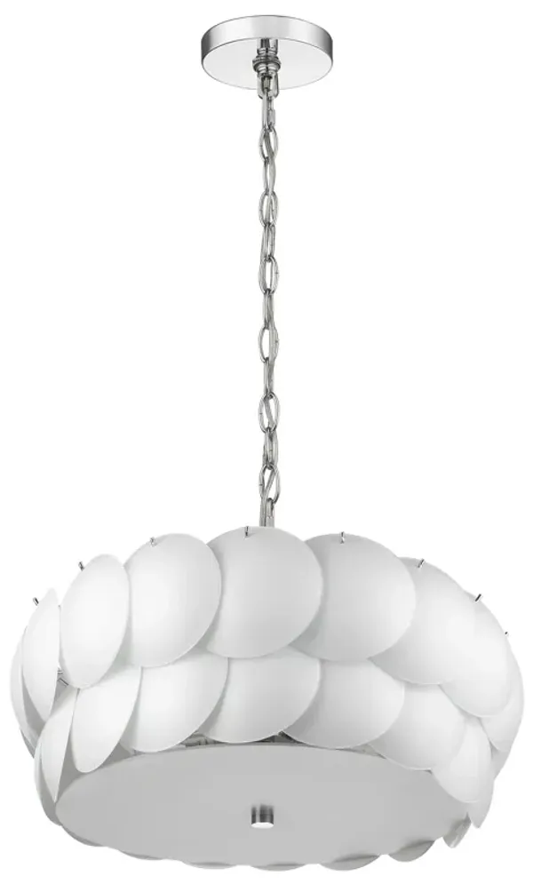 Hivvago Selene 6-Light Polished Chrome Pendant With Overlapping Frosted White Glass Discs Shade