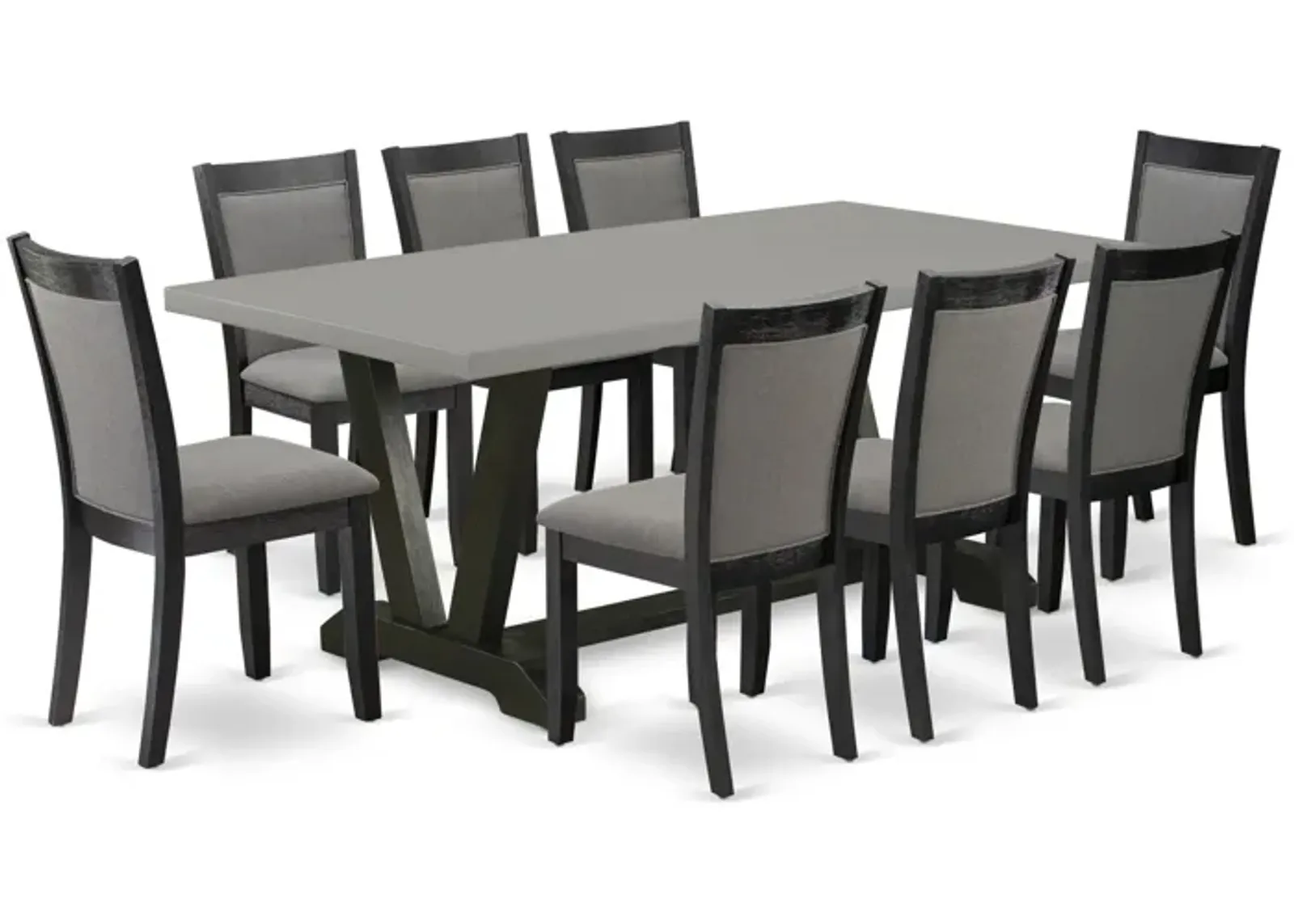 East West Furniture V697MZ650-9 9Pc Kitchen Set - Rectangular Table and 8 Parson Chairs - Multi-Color Color