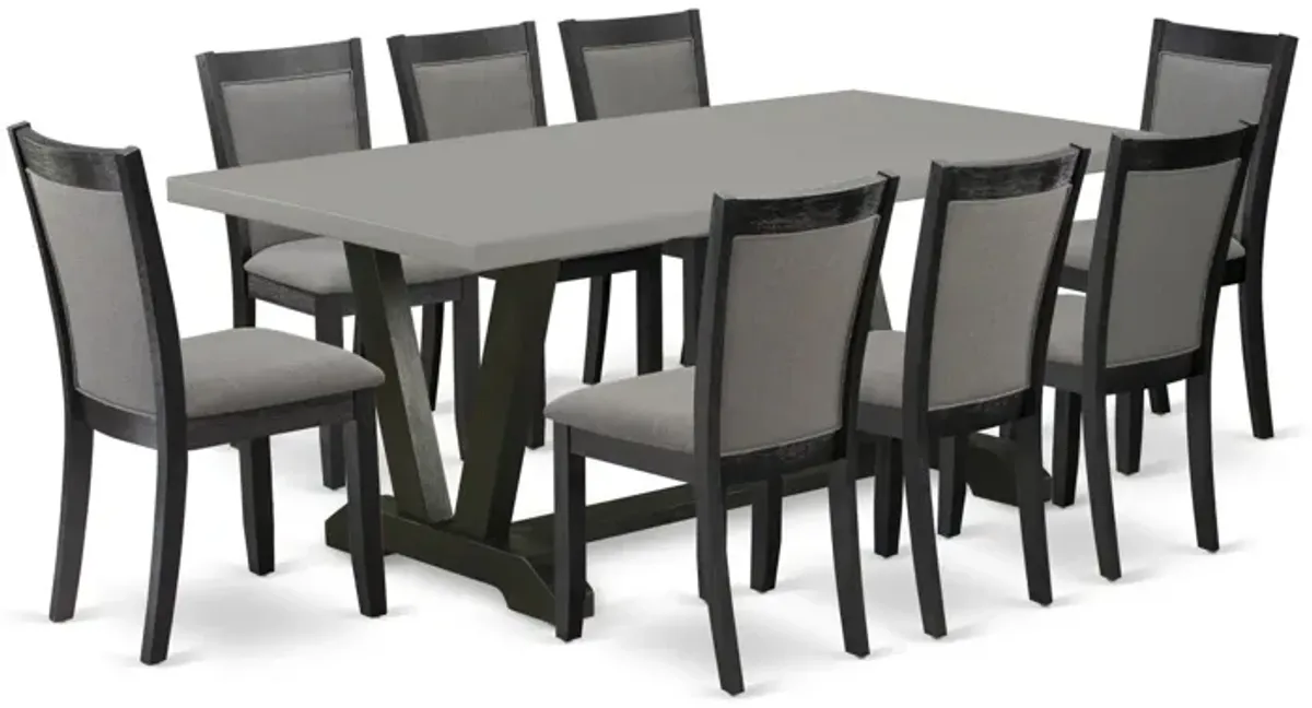 East West Furniture V697MZ650-9 9Pc Kitchen Set - Rectangular Table and 8 Parson Chairs - Multi-Color Color