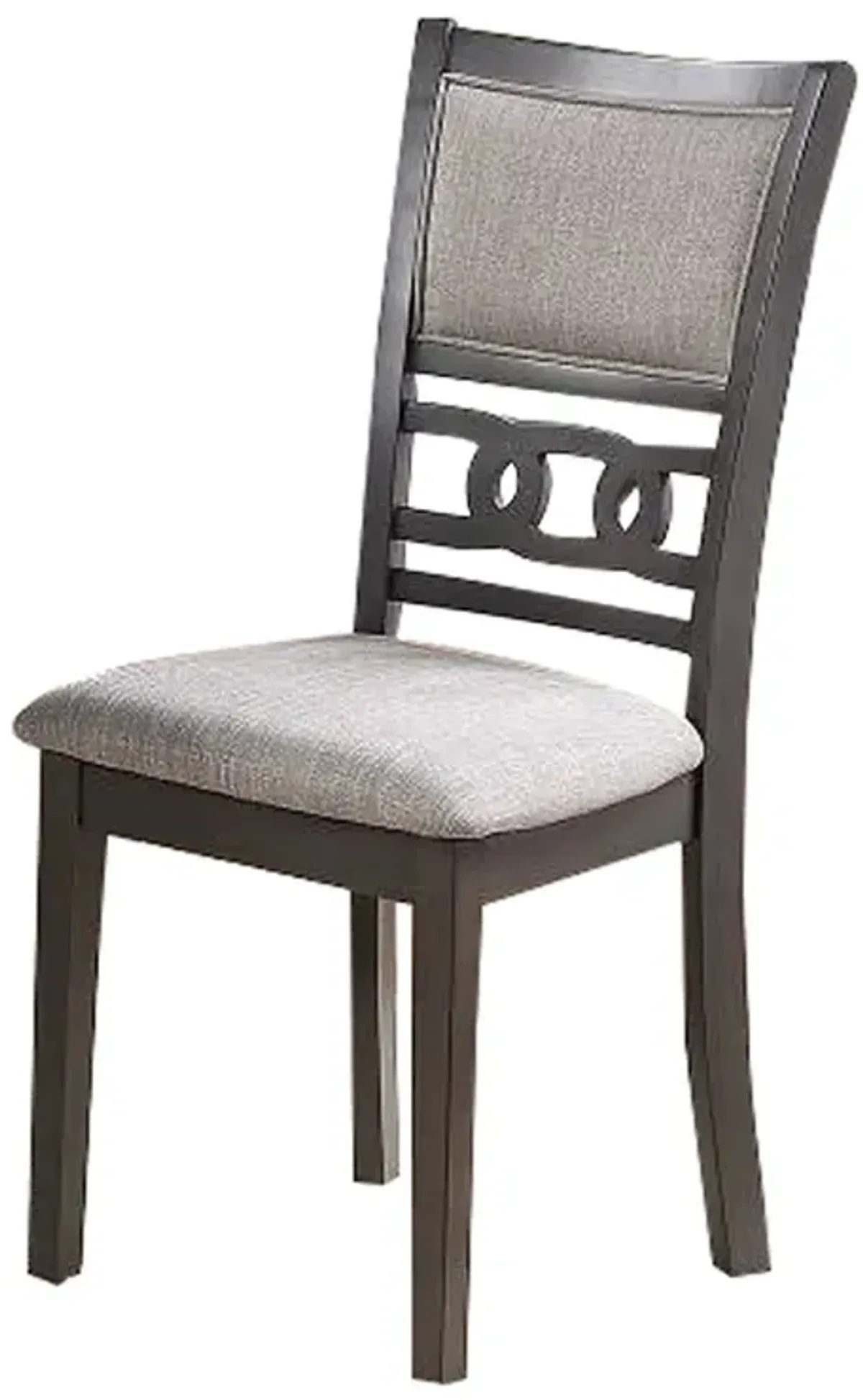 Fabric Upholstered Dining Chair with Panel Back, Knot Cut Outs, Set of 2, Gray - Benzara