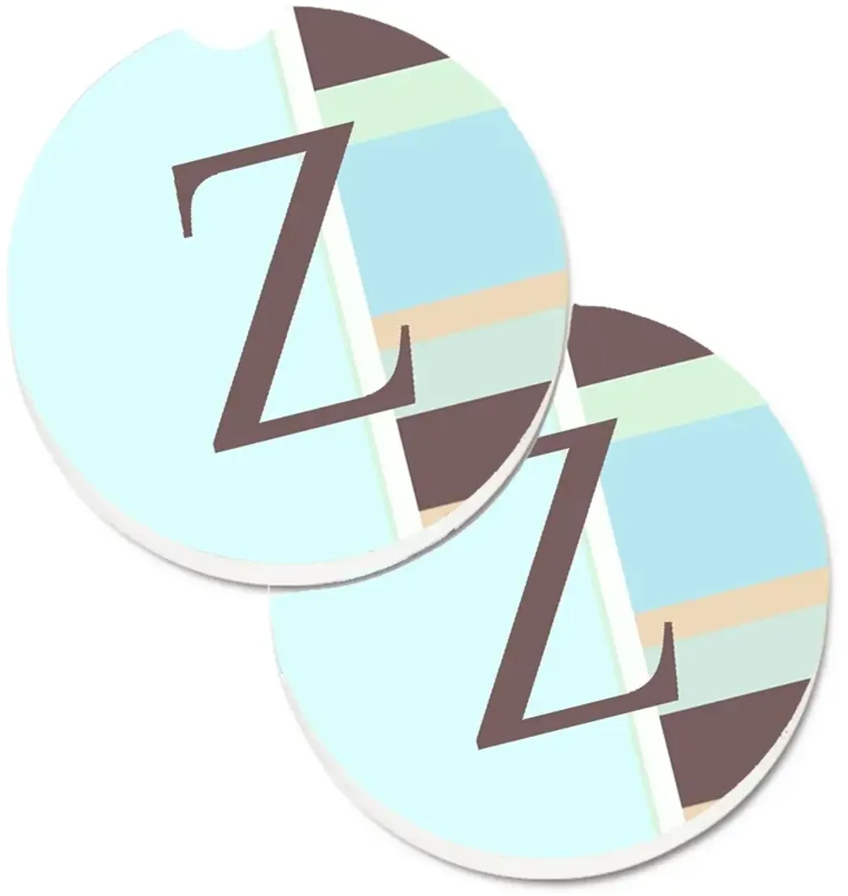 Caroline's Treasures Letter Z Initial Monogram - Blue Stripes Set of 2 Cup Holder Car Coasters CJ1003-ZCARC, 2.56, Multicolor