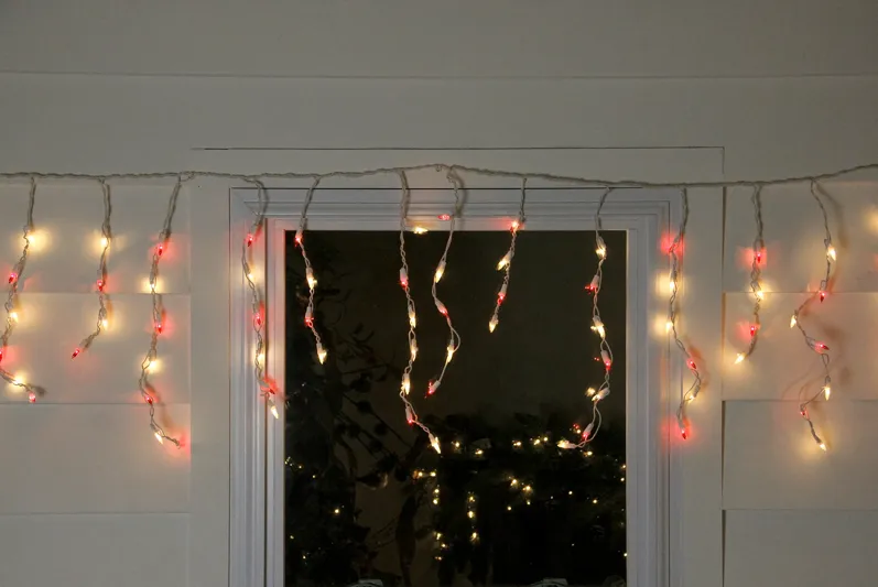 50 Red and Clear Mini Icicle Christmas Lights - 2.5 ft White Wire