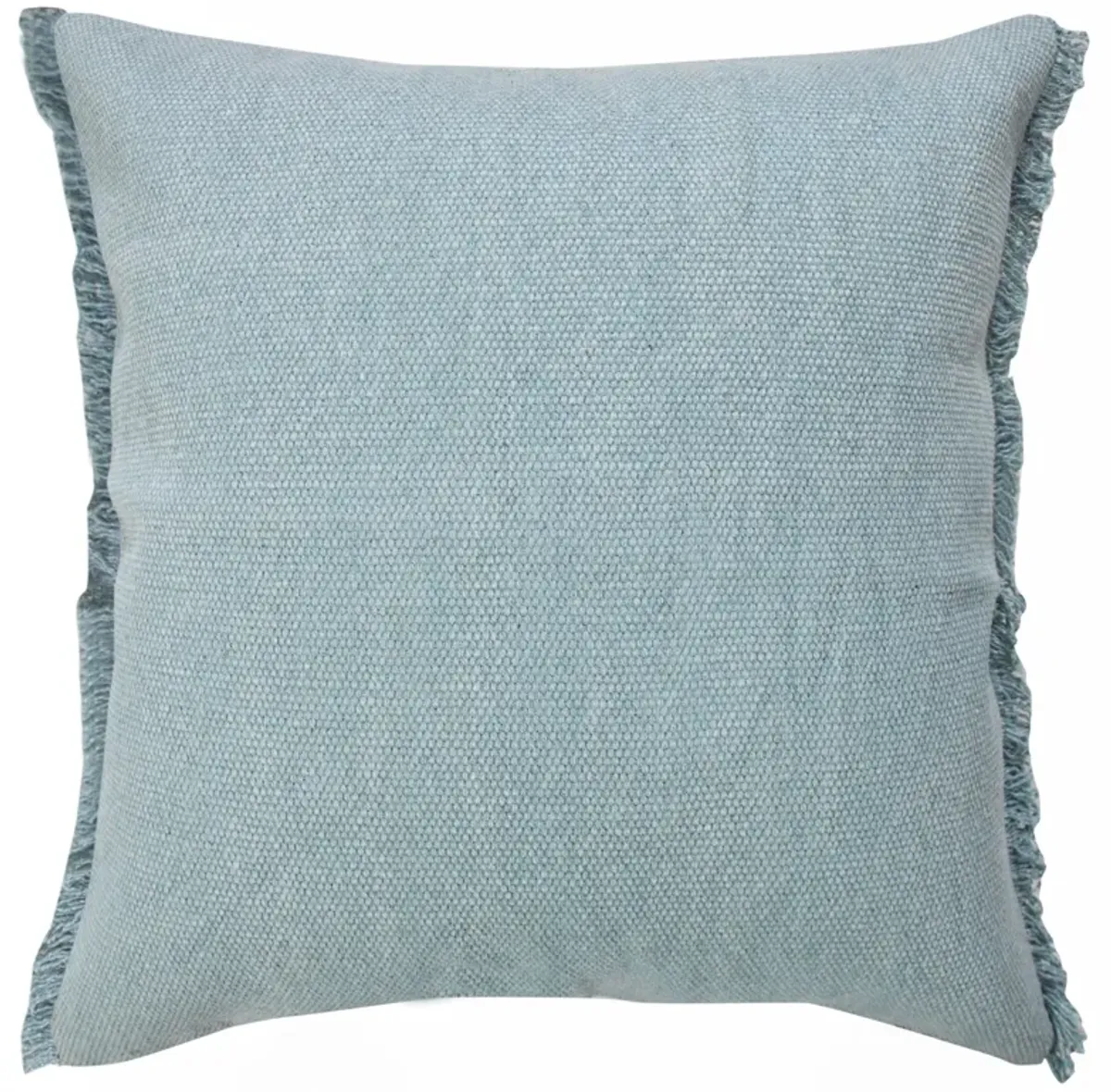 20" Blue Solid Fringe Square Throw Pillow