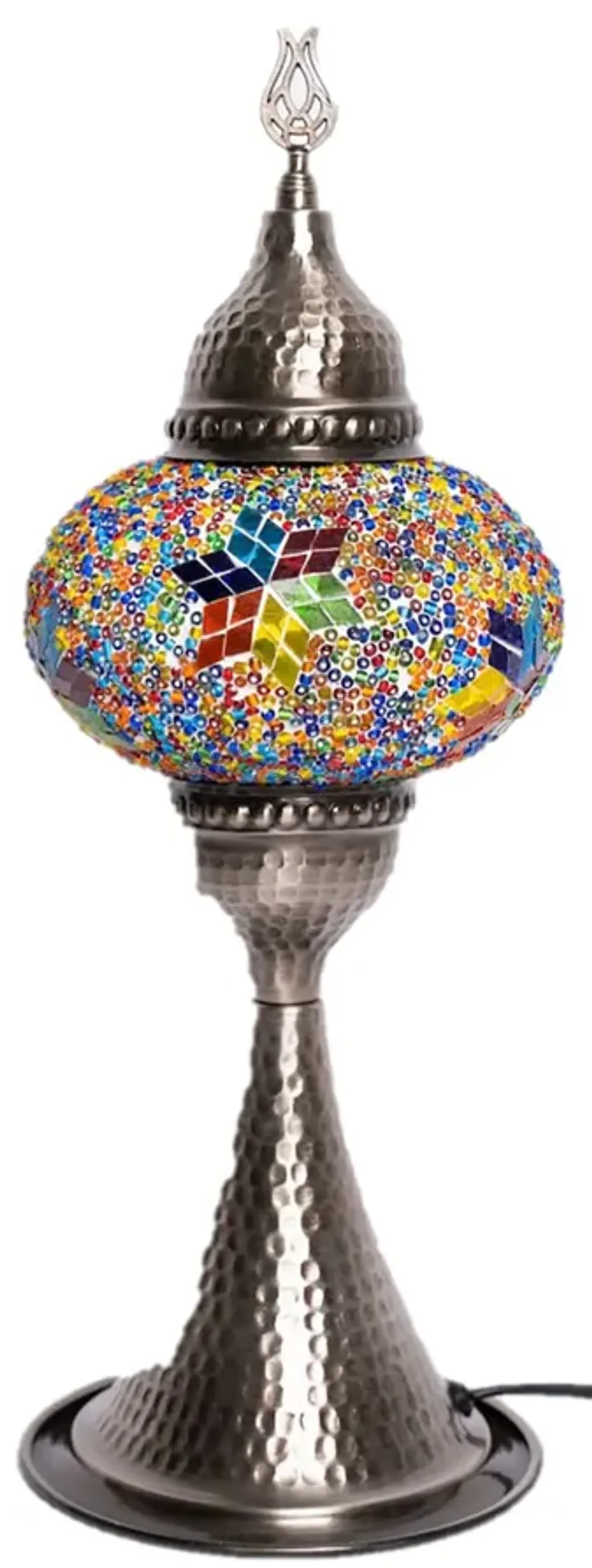 16 in. Handmade Elite Multicolor Little Star Mosaic Glass Table Lamp with Brass Color Metal Base