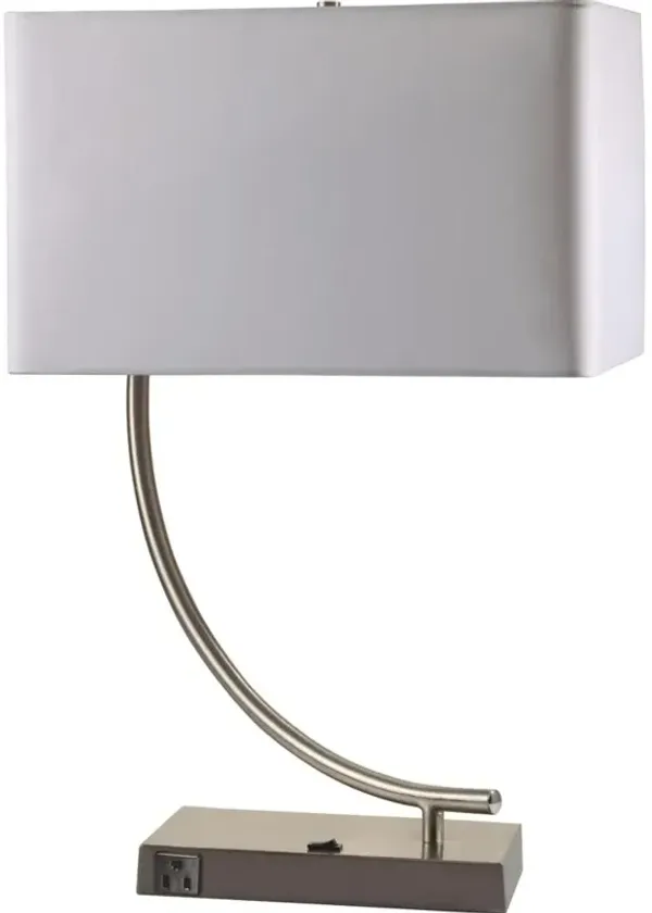 Hivvago 23" Silver Curved Table Lamp With White Rectangle Shade