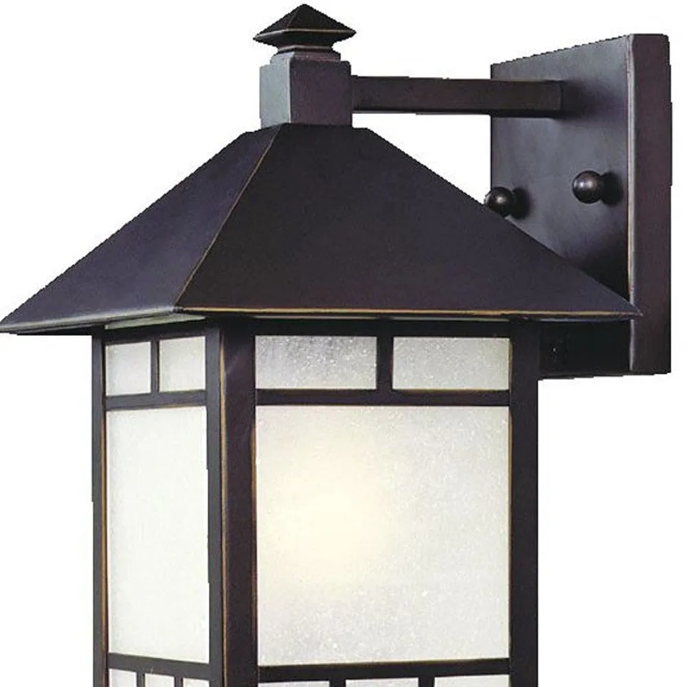 Homezia Petite Antique Bronze Frosted Glass Lantern Wall Light