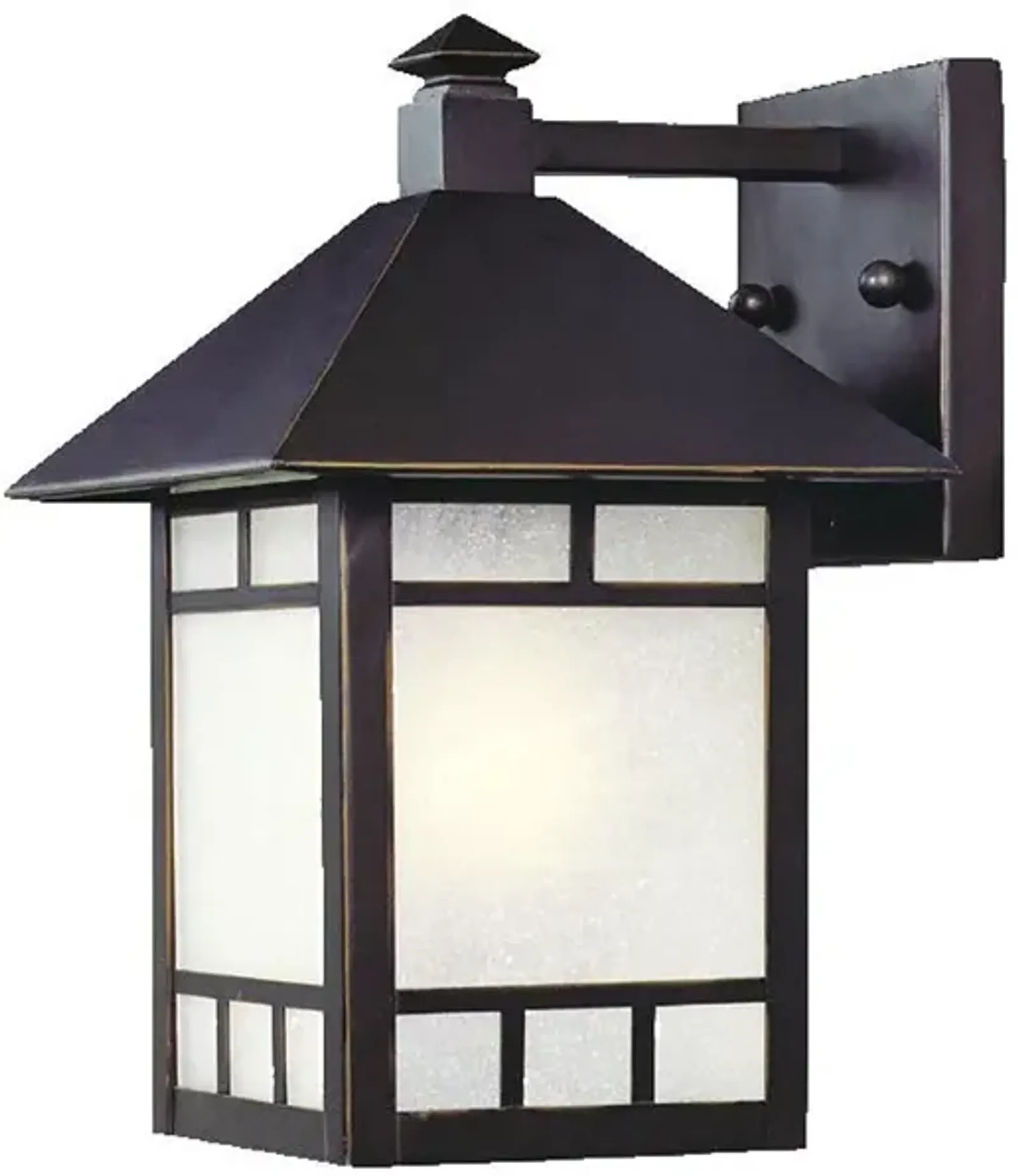 Hivvago Petite Antique Bronze Frosted Glass Lantern Wall Light