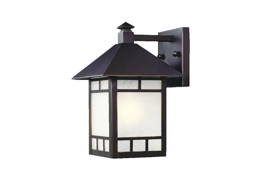 Homezia Petite Antique Bronze Frosted Glass Lantern Wall Light