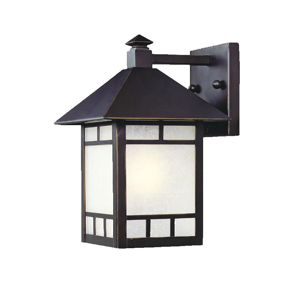 Homezia Petite Antique Bronze Frosted Glass Lantern Wall Light