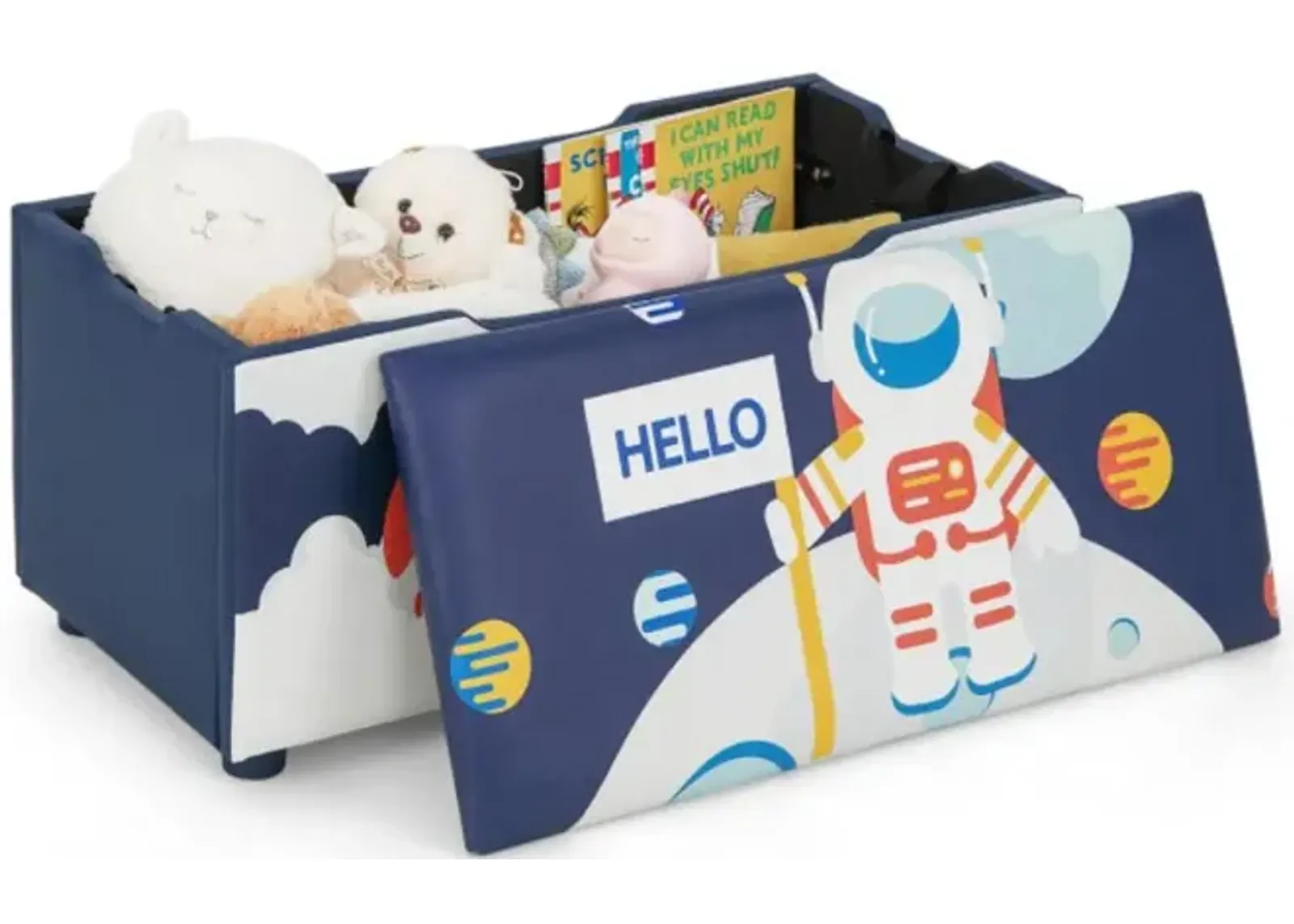 Hivvago Kids Wooden Upholstered Toy Storage Box with Removable Lid