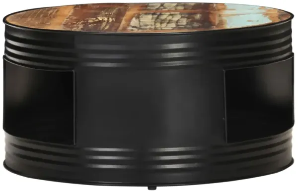 vidaXL Coffee Table Black  26.8"x26.8"x14.2" Solid Reclaimed Wood