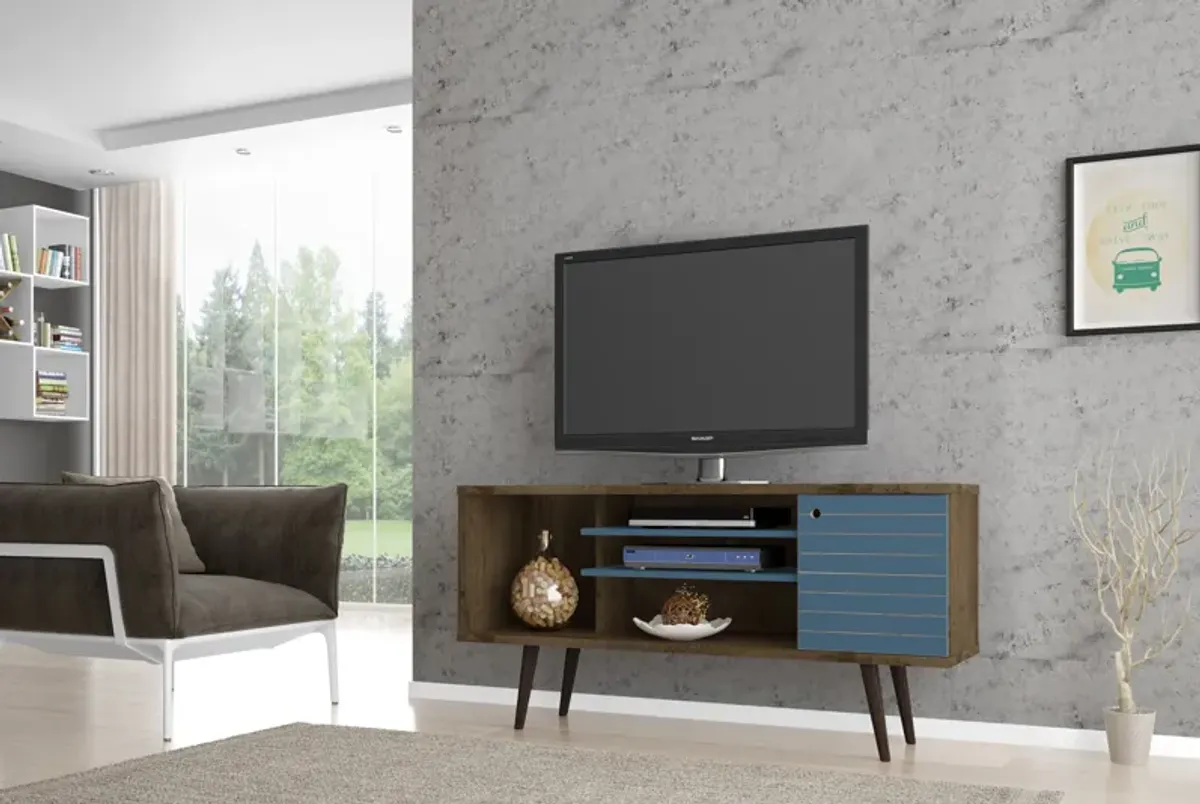Liberty Medium TV Stand in Brown and Blue