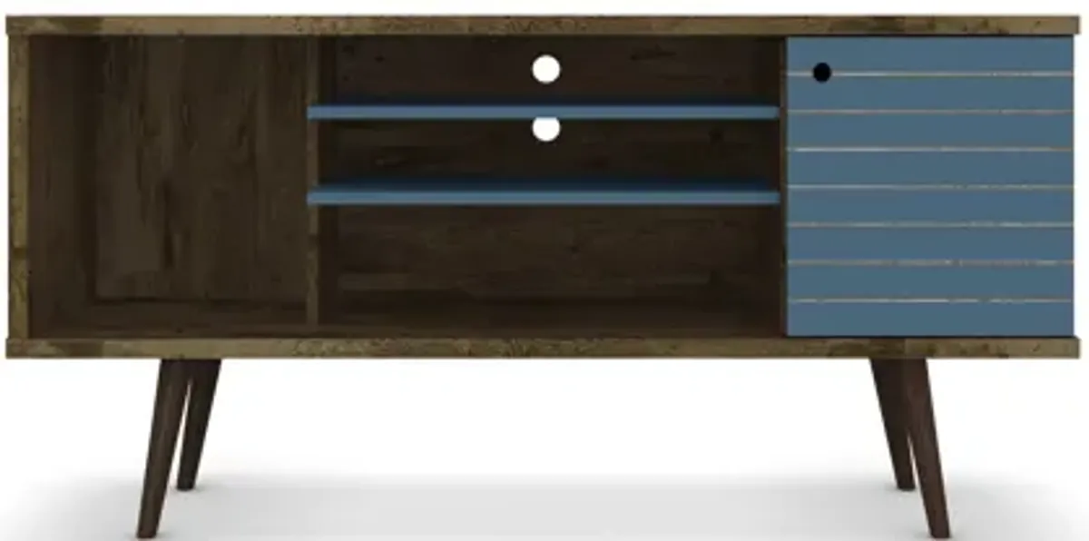 Liberty Medium TV Stand in Brown and Blue