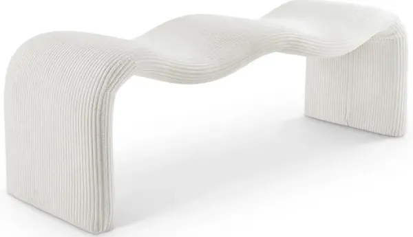Meridian Furniture Willow Cream Corduroy Fabric Bench