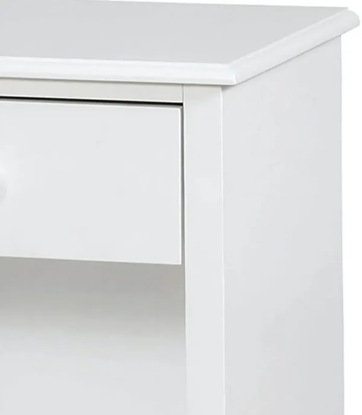 Nightstand with 1 Drawer and 1 Open Shelf, White-Benzara