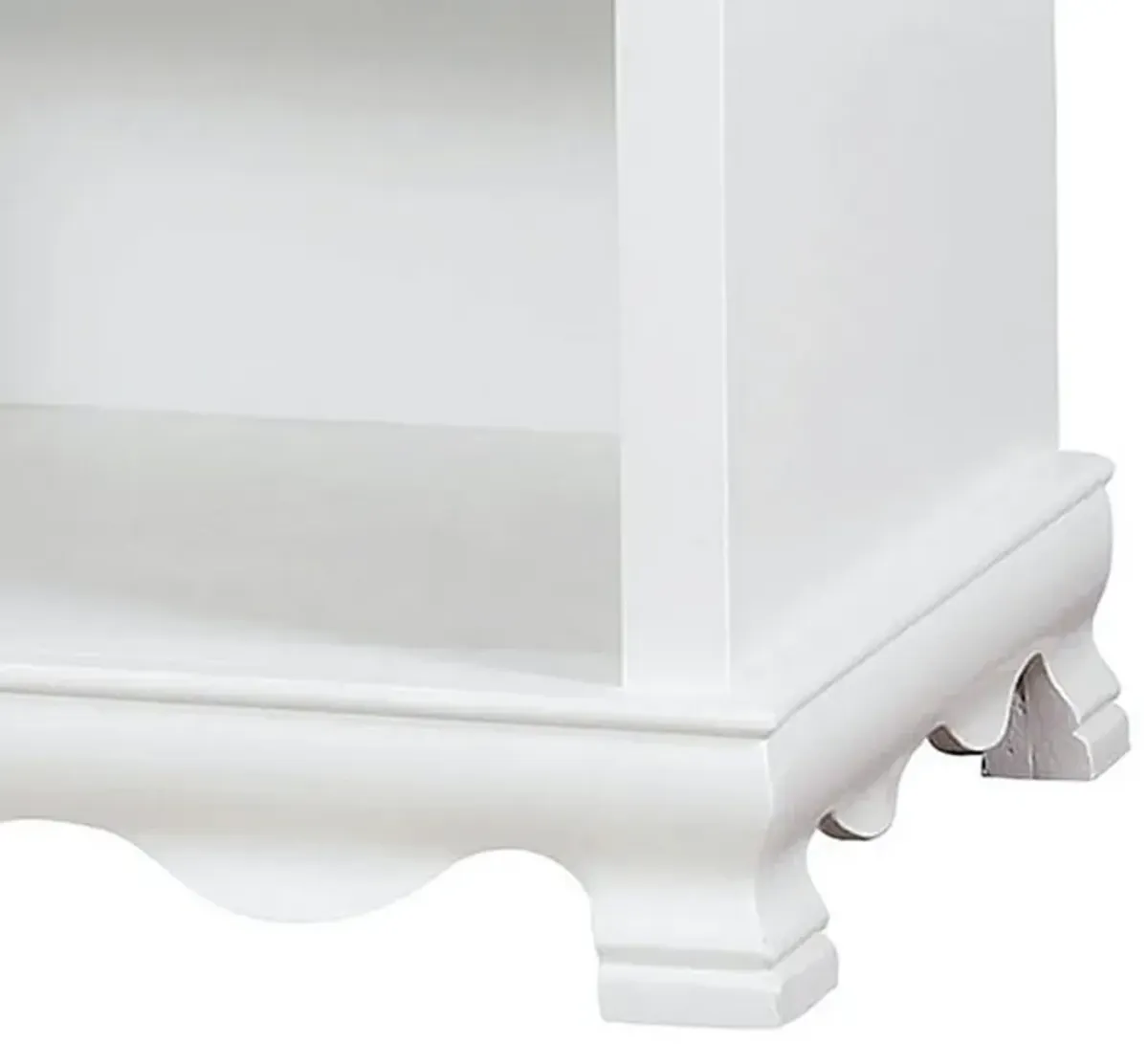 Nightstand with 1 Drawer and 1 Open Shelf, White-Benzara