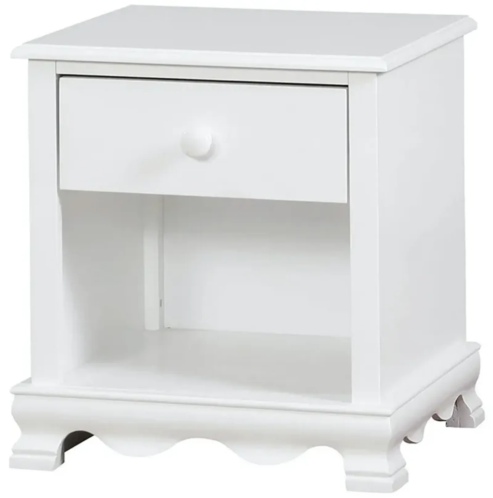 Nightstand with 1 Drawer and 1 Open Shelf, White-Benzara