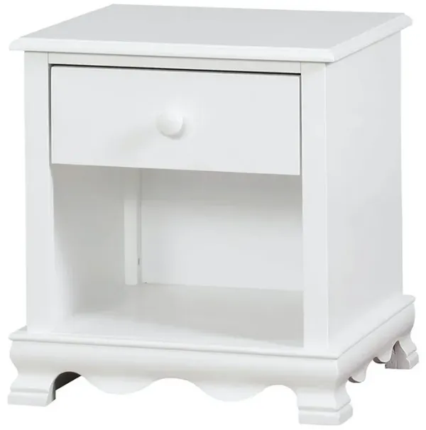 Nightstand with 1 Drawer and 1 Open Shelf, White - Benzara