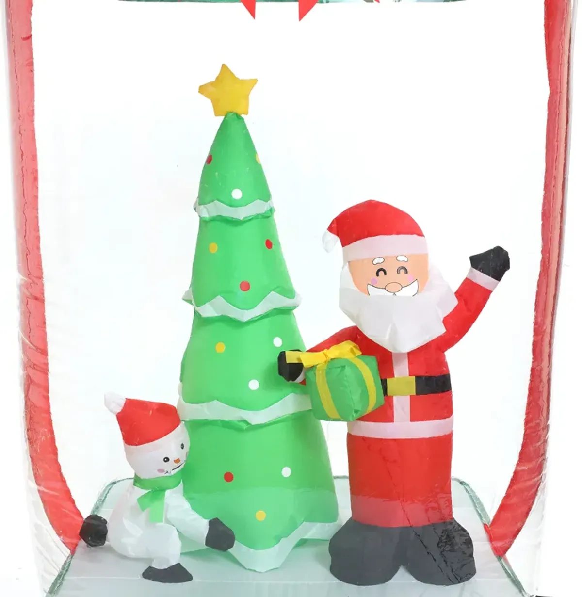 LuxenHome 6Ft Holiday Santa Display Present Inflatable with Lights