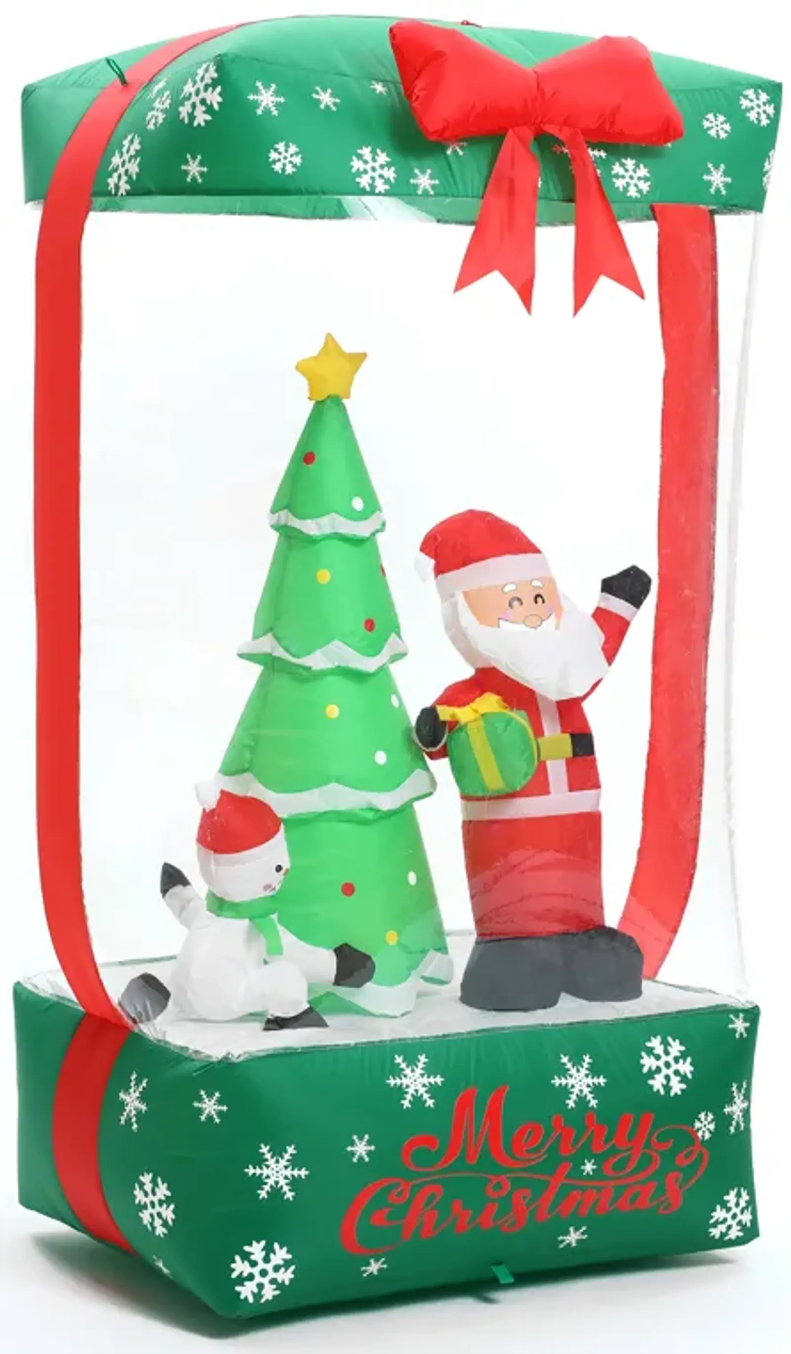 LuxenHome 6Ft Holiday Santa Display Present Inflatable with Lights