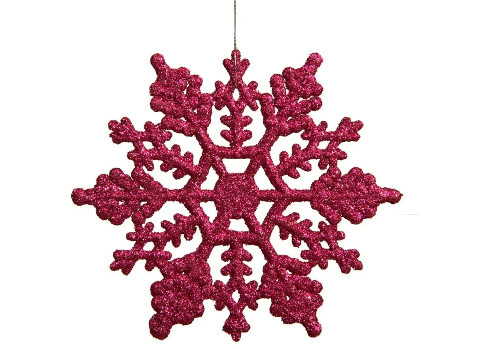 Club Pack of 24 Mulberry Pink Glitter Snowflake Christmas Ornaments 4"