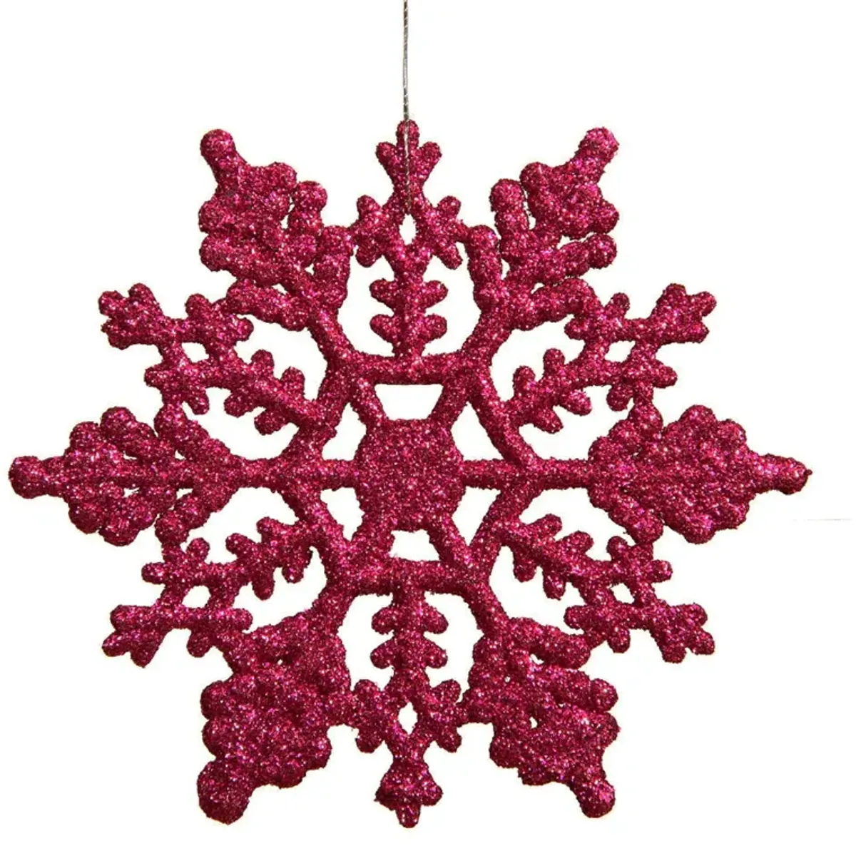 Club Pack of 24 Mulberry Pink Glitter Snowflake Christmas Ornaments 4"