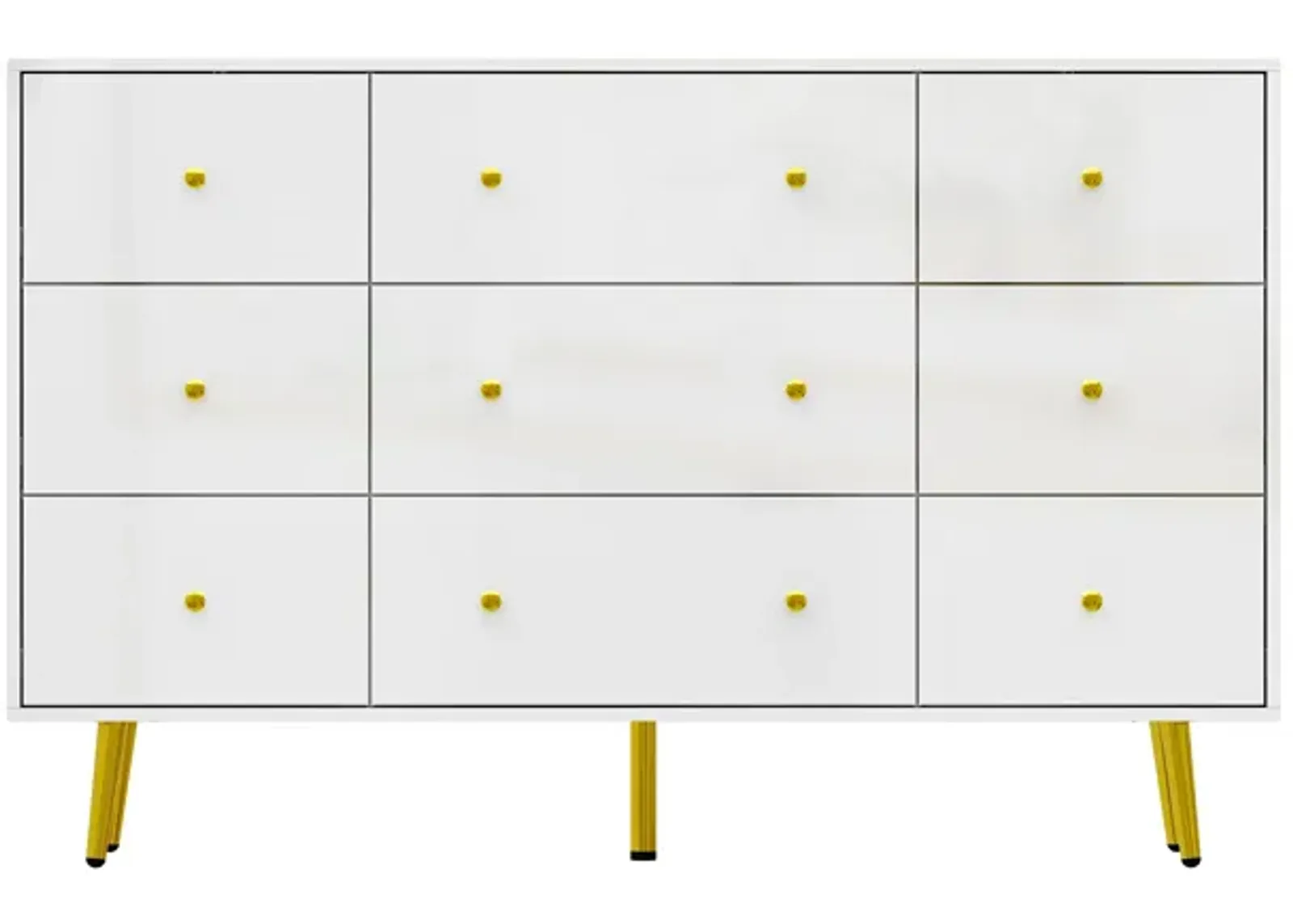 White Mirror Finished Wooden 9-Drawer 55.1 in Width, Chest of Drawers, Dresser, Modern European Style